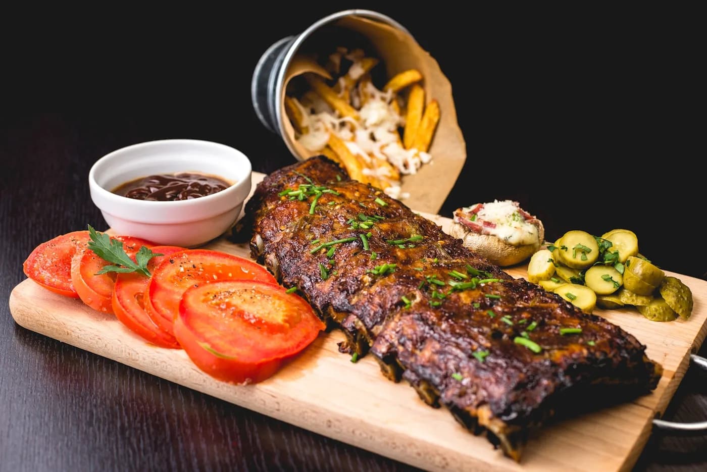 A fire-grilled sharing board plated for the table
